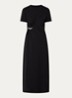 Raja midi  T-shirt jurk met afneembare broche - Zwart