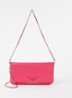 Rock Grained clutch van leer met afneembare schouderriem - Fuchsia