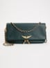 Rock Grained clutch van leer met afneembare schouderriem - Mosgroen