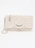 Rock macramé clutch met afneembare schouderriem - Ivoor
