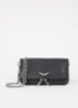 Rock Mini clutch van leer met afneembare schouderriem - Diepzwart