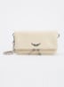 Rock Mini clutch van leer met afneembare schouderriem - Creme