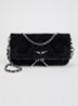 Rock Mini clutch van suède - Zwart