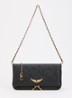 Rock Perforated clutch van leer met afneembare schouderriem - Zwart