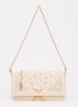 Rock Perforated clutch van leer met afneembare schouderriem - Creme
