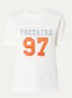T-shirt met logoprint en strass - Gebroken wit