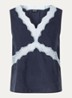 Tasao top van satijn met details van kant - Donkerblauw