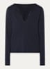 Tuni longsleeve met V-hals en sierknopen - Donkerblauw