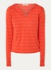 Tunisien longsleeve met V-hals - Oranjerood