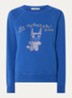 Upper sweater van  katoen met strass - Kobaltblauw