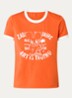 Woos T-shirt met logoprint en borduring - Oranje