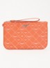 Z clutch van leer met logoprint - Oranje
