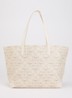 Z XL shopper van leer met logoprint - Ivoor